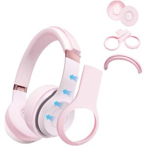 3 in 1 Solo 4 Silicone Case Cover Set,Anti-Scratch Ear Pad/Shell/Headband Cover for Beats Solo 4 Headphone,Soft Silicone Protector Accessorie(Pink)