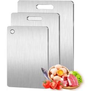 Titanium Cutting Board Set of 3, 100% Pure Titanium Cutting Board, Food-Grade, Double Sided, Dishwasher Safe, Chopping Board for Meat Fruits & Vegetables