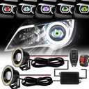 spnanma Upgraded Additional Installation Devil Eyes with Decorative Function Bright Circular Halo Animated, 2PCS Decorative Lights for Car and Motorcycles, 6 Animated Patterns