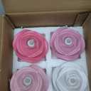 Bucherry 4 Pcs Rose Flameless Candle Light 3.5" LED Resin Pink Rose Flower Tealight Candle Battery Operated Rosebud Flickering Tea Light for Wedding Party Teacher Gifts Home Table Decor