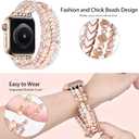 MOFREE Beaded Bracelet Compatible with Apple Watch Band 42mm/44mm/45mm/49mm/46mm Series 11/10/9/8/7/SE/6/5/4/3/2/1 Women Fashion Handmade Elastic Stretch Strap for iWatch Bands for Women Rose Gold