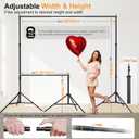 Backdrop Stand, Photo Video Studio 10 x 10FT Adjustable Backdrop Stand, Background Support System Kit with 2 Crossbars, 6 Clamps, 2 Sandbags and Carry Bag for Photography Parties Wedding
