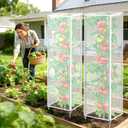 3 Pack Garden Bird Netting Plant Cover for Square Tomato Cage,14.6"x14.6"x51.2" Insect Bird Barrier Tomato Cage Net with Zipper Drawstring,Tomato Trellis Netting Protection Cover for Protecting Plants