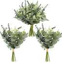 Mixed Artificial Eucalyptus Stems Bulk 3pcs 5 Kinds Faux Silver Dollar Eucalyptus Fern Leaves Picks Artificial Greenery Stems Sprays Bouquet for Vase DIY Wedding Bouquet Floral Arrangement Home Decor