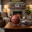 Happyseason 3-Pack Acrylic Football Stand, Basketball Stand with Stainless Steel Rods, Soccer Ball Holder, Volleyball Holder, Round-Edge Rack for Balls, Easy to Assemble (Clear)