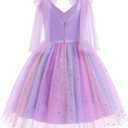 Girl Sleeveless V-Neck Mesh Dress Birthday Party Cake Crush Princess Dress