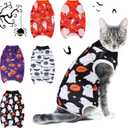 Xuniea 4 Pieces Halloween Cat Surgery Recovery Suit Cat Wound Surgical Suit After Surgery Pajamas for Halloween Cat Costumes(Small)