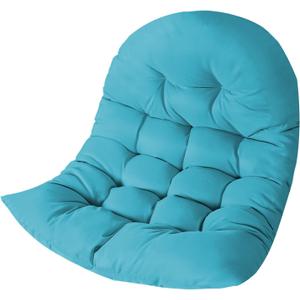 Thicken Egg Chair Cushion Replacement, Outdoor Hammock Swing Chair Cushions, Hanging Wicker Basket Seat Pad with High Elasticity PP Cotton, for Garden Patio Porch Furniture (Only Cushion) (32 x 40 in, Light Blue)