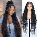 36 inch Single Full Lace Boho Braided Wigs for Black Women, 360 HD Lace Knotless Box Braid Wigs with Baby Hair Black Synthetic Braid Wig