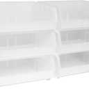 Akro-Mils 30250 AkroBins Plastic Storage Bins, Space-Saving Stackable Bins for Garage, Pantry, Craft Organization, 15" x 16" x 7", Clear, 6-Pack