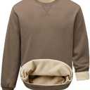 PLEPAN Men's Fleece Lined Crewneck Sweatshirts Fleece Cotton Pullover Casual Basic Thermal Sweater Winter S