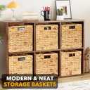 SpaceAid 6 Pack Wicker Basket, Storage Baskets for Organizing, Woven Rattan Basket with Handles for Shelves, Water Hyacinth Large Cube Organizer Storage Bin, 12x12x12 inch, Natural
