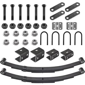 RV MURTS 2pcs 4 Leaf Trailer Spring Kit, 3500lb Single Axle Tandem Suspension, 1750lb Capacity Double Eyes Leaf Springs, U-Bolt, Hanger and Shackle Kit for Cargo, Boat Trailer Parts Replacement.