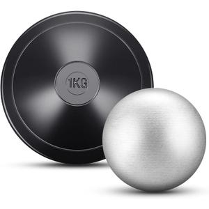 Deekin 2 Pcs Shot Put Rubber Discus 1 kg Black Shot Put Ball for School Track and Field Discuses for Outdoor Practice Throwing (12 Ib)