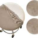 Velvet Round Stool Covers Soft Barstool Seat Covers Washable Stool Cushion Slipcover Elastic Bar Chair Covers for 16-18 Inch Chair(Taupe, 2 Piece)