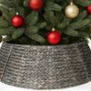 28" Wicker Christmas Tree Collar for Artificial Trees, Rustic 7.5ft Tree Basket Skirt, Farmhouse Base Cover for Pencil, Slim Christmas Tree Collars, Handwoven from Seagrass (Expresso)