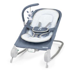 Ingenuity Gas Relief and Anti-Colic Baby Bouncer Seat and Rocker, Gentle Belly Massage to Relax and Soothe Bellies, Instant Tummy Soother, 20 Songs and Melodies Chambray Blue