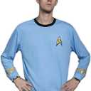 Star Trek Long Sleeve Halloween Costume T-Shirt Spock Captain Kirk Engineering Cosplay (Blue, XXXL)