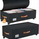 KITREPAION Under Bed Storage with Wheels, 2Pack Larger Underbed Storage Containers with Interior Pocket & Labels, Rolling Under The Bed Drawers for Clothes Shoes Blankets, 9.5" Height Storage Bins