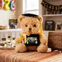 Soulchen 7 Inches Graduation Teddy Bear 2026 Bachelors Gown Plush Bear with Picture Frame Congrats Card Graduate Stuffed Animal Gifts Set for College Grad Preschool Kindergarten(Black)