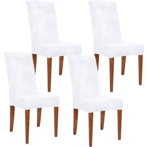 Obstal White Stretch Spandex Dining Room Chair Covers ?Set of 4 Universal Removable Washable Chair Seat Slipcovers Protector for Kitchen, Ceremony, Wedding, Banquet, Hotel and Party