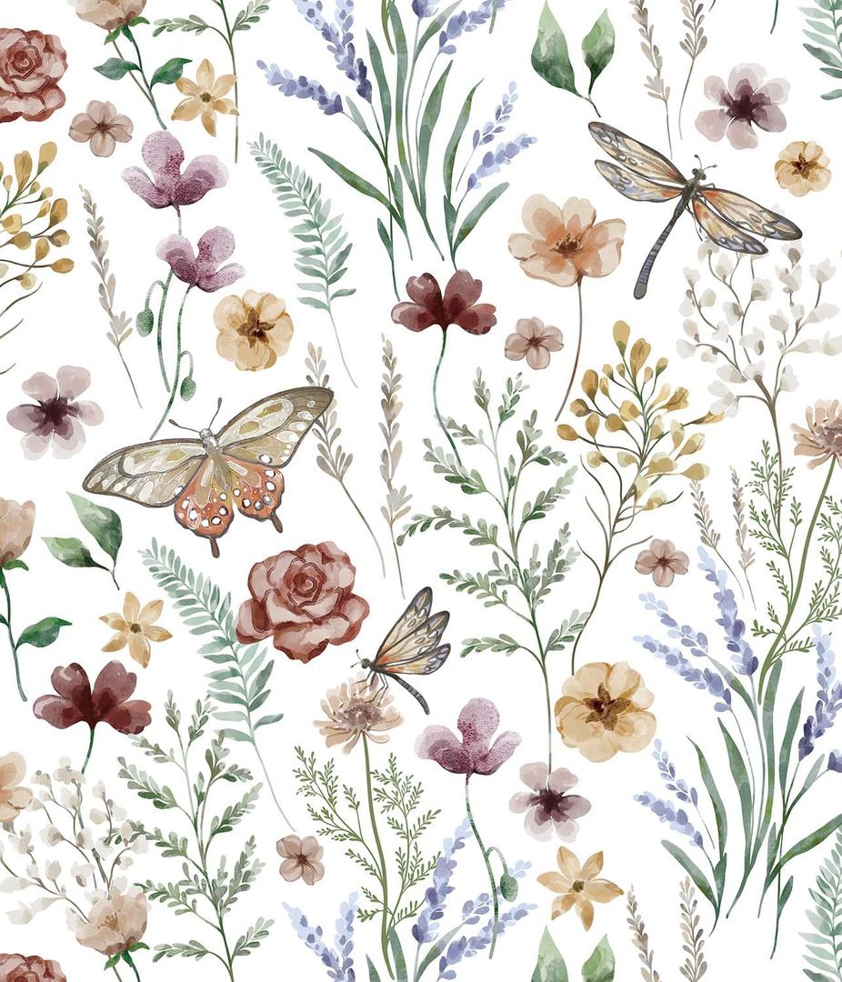 Orainege Vintage Floral Peel and Stick Wallpaper Floral Contact Paper 16.9in x 118.1in Flower Wallpaper Boho Self Adhesive Wall Paper for Bedroom Cabinets Decor Removable Vinyl Roll