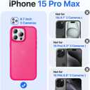 for iPhone 15 Pro Max Case, [Military-Grade Drop Protection][Anti-Yellowing] Shockproof Protective Translucent Matte Cover for iPhone 15 Pro Max Phone Case,Hot Pink