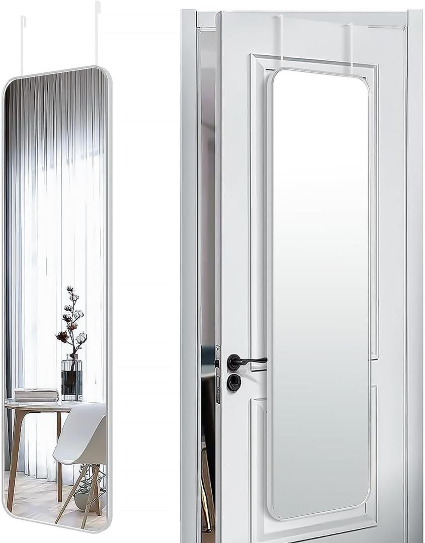 SCWF-GZ 47x14 Mirror Rectangle Full Body Length Door Hanging Wall Mounted Aluminum Alloy Metal Frame Dressing Make-up Mirrors for Entryway Bedroom Bathroom Living Room 47 14 inch Silver