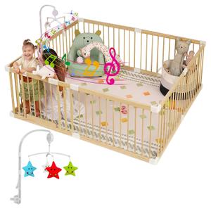 Wooden Baby Playpen for Babies and Toddlers, Large Wooden Baby Playpens with Toys, Portable Play Pen, Easy Assembly Fence Play Area for Indoor(59 * 59in) Wooden Baby Playpen for Babies and Toddlers, Large Wooden Baby Playpens with Toys, Portable Play Pen, Easy Assembly Fence Play Area for Indoor(59 * 59in)