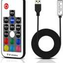 RGBZONE DC 5V USB RGB LED Controller, 17-Key RF Wireless Remote Control, 4-PIN LED Strip Lights Controller, 5050 3528 2835 RGB LED Strip Lights