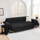 MYSKY HOME Couch Covers for Sofa, Black Couch Sofa Covers for 3 Cushion Couch Sofa, Non Slip Soft Sofa Cover, Couch Cover for Dogs Washable Furniture Protector, 91"x134", Black