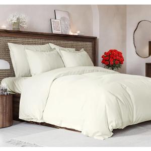 Duvet Cover King Size Set - Extra Soft King Size Duvet Cover 104 x 90 with 2 Pillow Shams - Hotel Luxury, Easy Care and Fade Free with Zipper Closures & Ties - Comfy, Breathable Bedding Set (Ivory) (03 - Ivory (No Comforter))