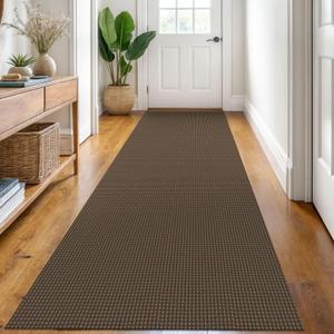 KOZYFLY Runners for Hallways 3x8 ft Washable Kitchen Runner Non Slip Rubber Backed Hall Runners Cotton Entryway Runner Rugs Floor Carpet for Indoor Backdoor Bedroom Kitchen, Brown/Dark Brown