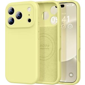 Vooii Magnetic for iPhone 17 Pro Max Case, Compatible with Magsafe (Premium Liquid Silicone) (Integrated Camera Control Button) Full Body Protective Anti-Scratch Microfiber Lining, Creamy Yellow