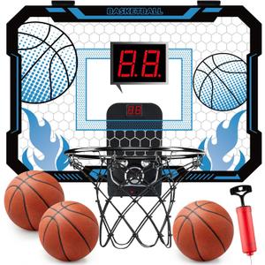 Indoor Basketball Hoop for Kids with Scoreboard Over the Door Basketball Hoop with 3 Balls Basketball Toys Gifts for 5 6 7 8 9 10 11 Years Old Boys Girls Mini Hoop for Bedroom and Birthday/Christmas