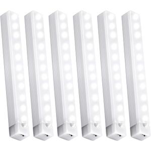 6 Pack Under Cabinet Light,Motion Sensor Rechargeable LED Lights with Magnetic,Indoor Wireless Closet Lights for Kitchen, Cabinet,Stairs