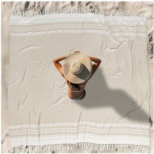 Vikumond Oversized Turkish Beach Towel Blanket XXL Cotton Sandproof Towels Boho Woven Extra Large Big Sand Free Giant Throw Blankets Huge Quilt XL Picnic Camping Necessities Cloud for Adult Gifts (XXXL(88x82 IN,224x208 CM), Z Beige Mtb)