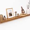 Marsmiles 55 inch Floating Shelves for Wall Solid Elm Wood Wall Mounted Shelves|Rustic Long Floating Shelves with Invisible Bracket for Bathroom Living Room Kitchen|Natural, 1 Pack