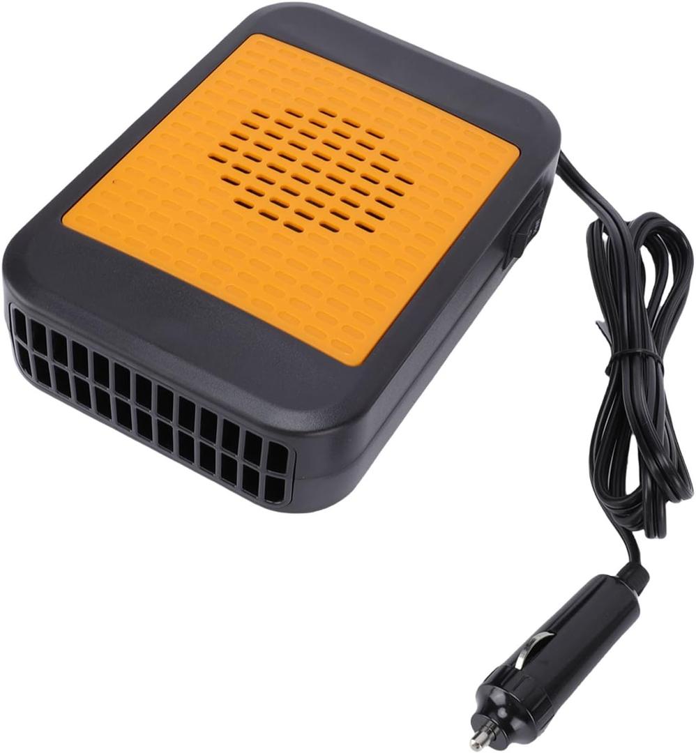 Generic Car Heater, 12V 200W Portable Defroster and Defogger for Windshield with 360 Degree Rotation, Dual Airflow Settings, 150cm Power Cord, for Cars, SUVs, Trucks, RVs, Mustard 