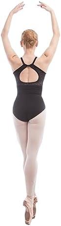 Dance Favourite Open Back Stretch Bodysuit for Women and Girls High Neck Criss Cross Ballet Gymnastics Yoga Size Large, Black 