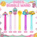 Foilswirl 24 Pcs Mini Bubble Wands with Silicone Toppers Party Favors for End of Year, Back to School Goodie Bag Stuffers Birthday Gifts