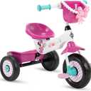 Huffy Disney Minnie Mouse Girl's Trike, Ideal for Ages 3+, Minnie Mouse Graphics, Pink Handlebar Bow Basket, Storage Bins for Snacks or Toys, Sturdy and Durable, Safe for Toddlers