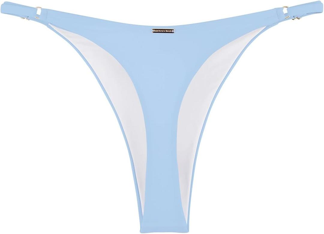 RELLECIGA Women's Adjustable High Cut Thong Bikini Bottom, Medium