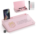 Garood, Big Compact Glass Desktop Whiteboard with Storage – 12 x 7 in Dry Erase Board for Desk, Home Office, School  Space-Saving Organizer, Aesthetic Pink