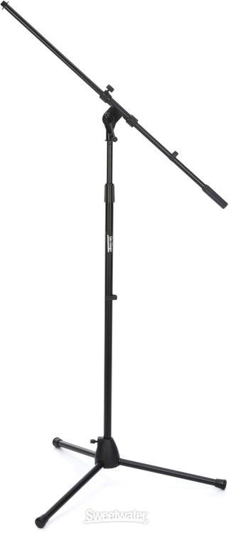 On-Stage MS7701B Euro Boom Mic Stand (For Vocal and Instrument Microphones, Height-Adjustable, Portable, Rugged, Lightweight, Steel, Standard Threading, Folding Tripod, Durable, Black)