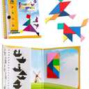 Coogam Travel Tangram Puzzle  Magnetic Pattern Block Book Road Trip Game Jigsaw Shapes Dissection STEM Games with Solution for Kid Adult Challenge  IQ Educational Toy Gift Brain Teasers 360 Patterns