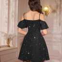 Meetjen Women's Short Prom Dresses for Teens Formal Sparkly Off Shoulder Tulle Sequin Cocktail Party Dress Homecoming (Black, XL)