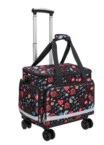 Medical Bag Rolling Roller Bag Trolley Duffel Nurses EMT CNA RN Empty for First Aid Responder Home Health Care Nursing Student Roll Duffle Bag Carry on Wheels Wheeled Work Physicians Doctor