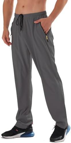 Men's Elastic Waist Hiking Pants Water Resistant Quick-Dry Lightweight Outdoor Sweatpants with Zipper Pockets, Size: XL