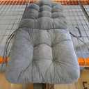 Rocking Chair Cushion - Chenille Fabric, High-Density Sponge, Durable Comfort Non-Slip Bottom Tufted Seat Pads with Ties, Chenille︱Light Grey, 44x19x4 inch